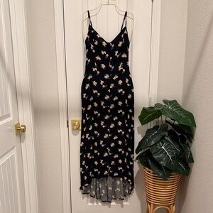 Hollister Black Floral Midi Dress